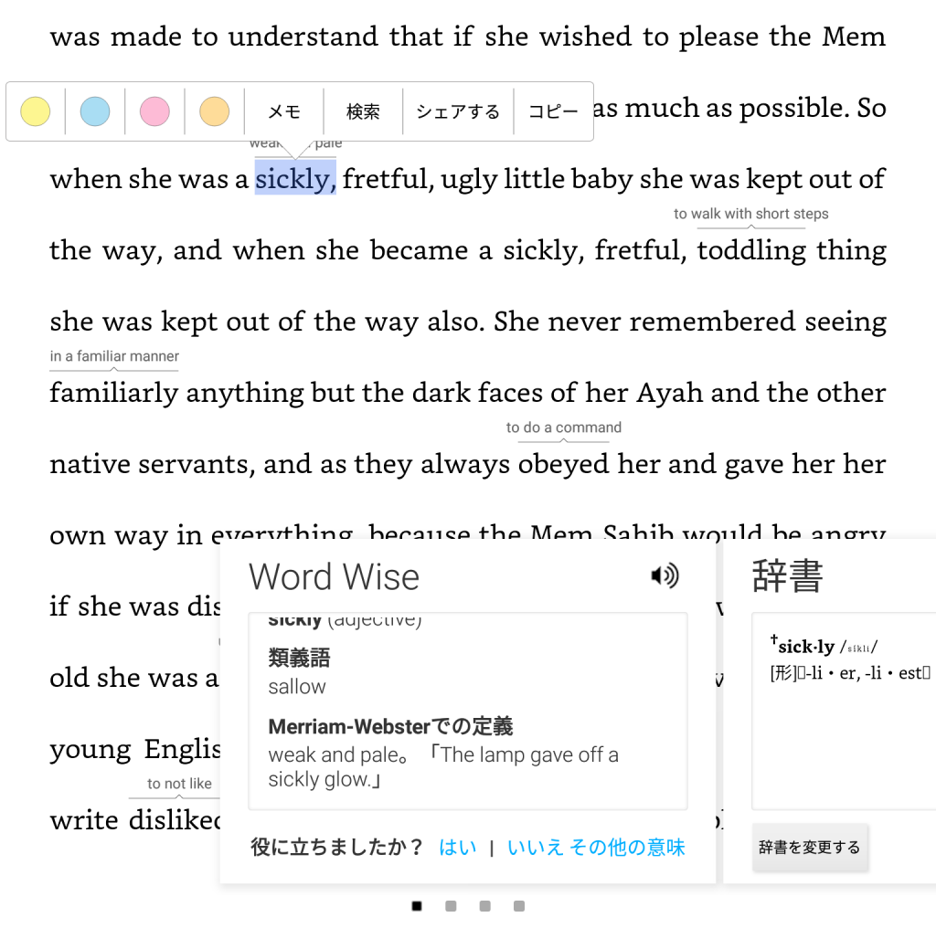 Kindleの単語検索をしたところ